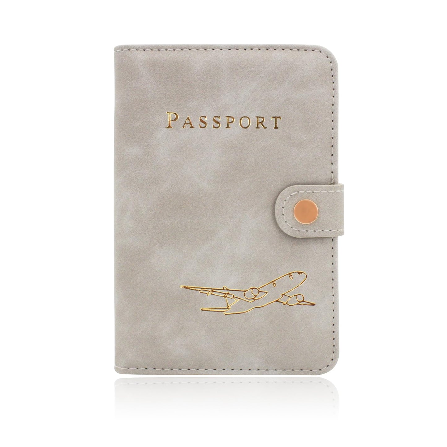 Leather Passport Cover Grey