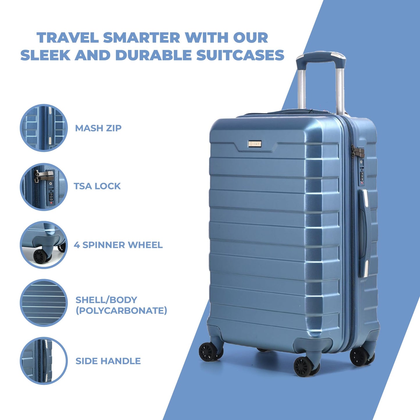 Suitcase Large Medium Size Blue