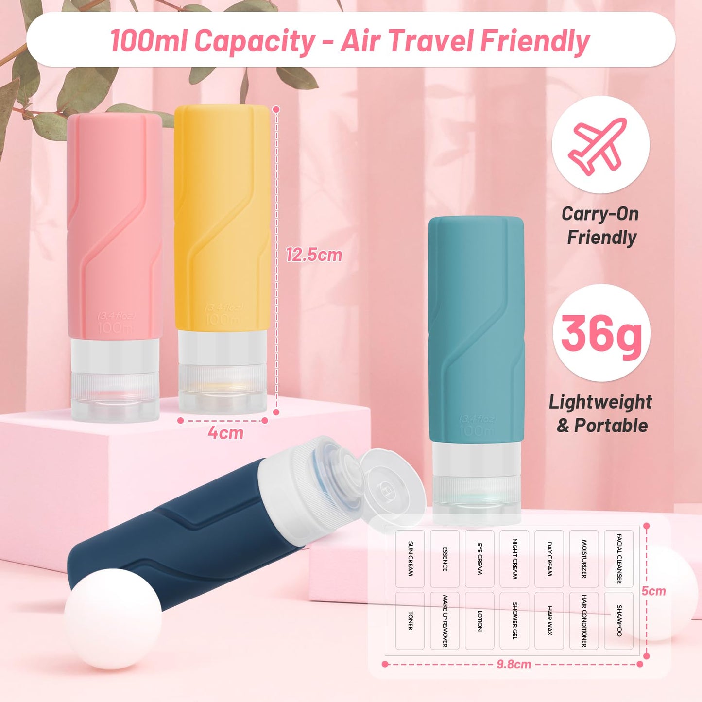 Silicone Travel Bottles Mixed Colors