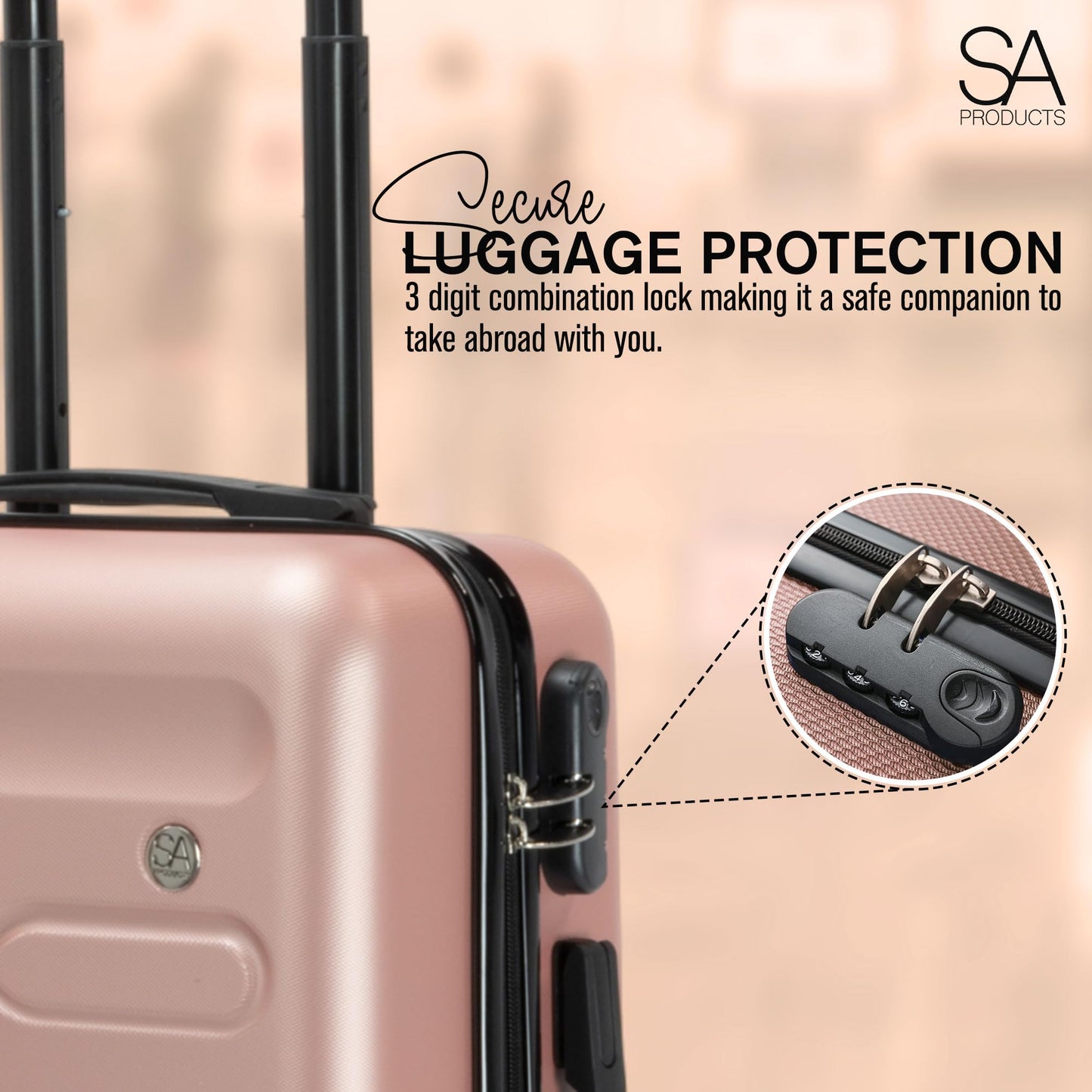 Set Travel Suitcases Rose Gold