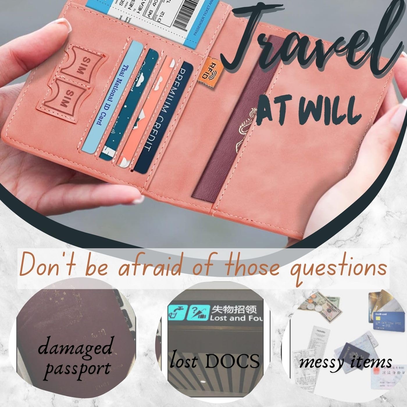 Travel Wallet Blocking Pink & Blue