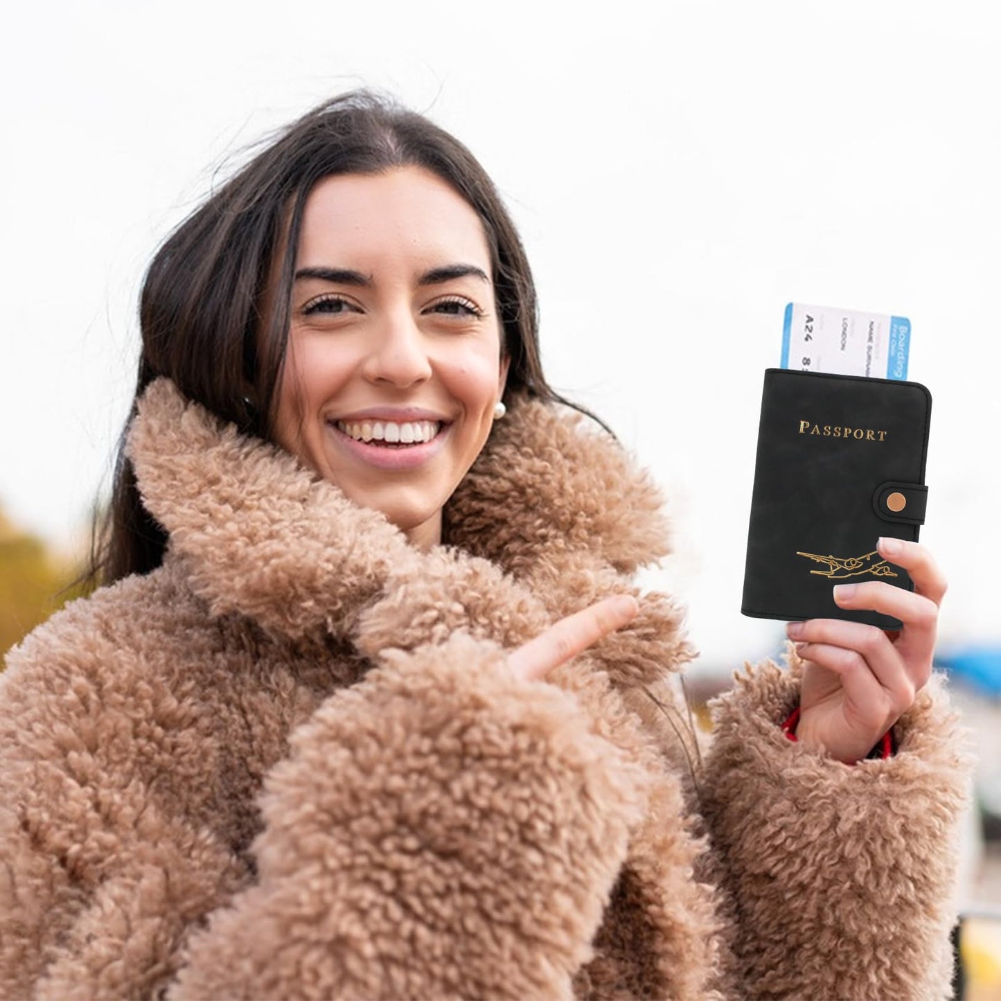 Leather Passport Cover Grey