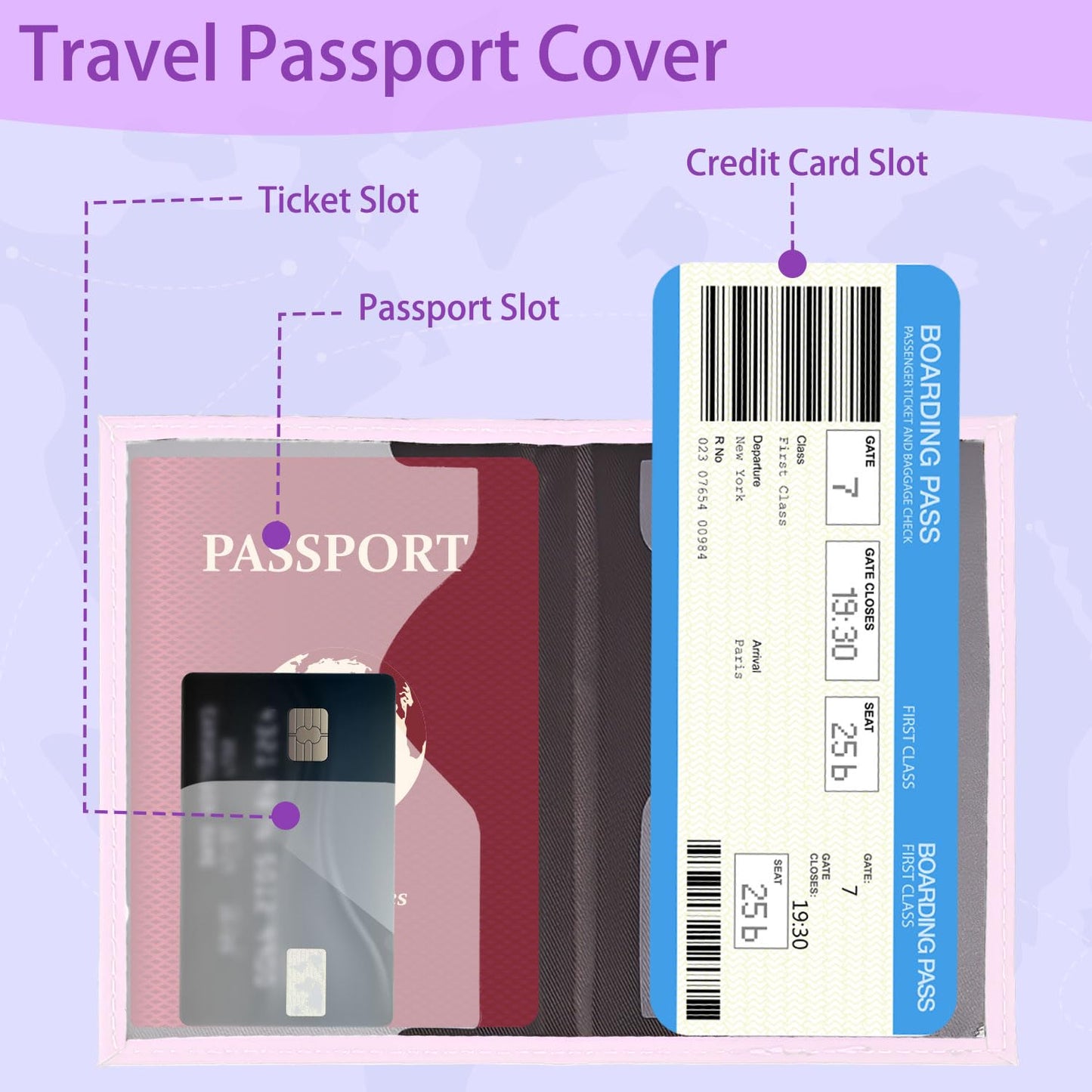 Passport Holder Pink Purple