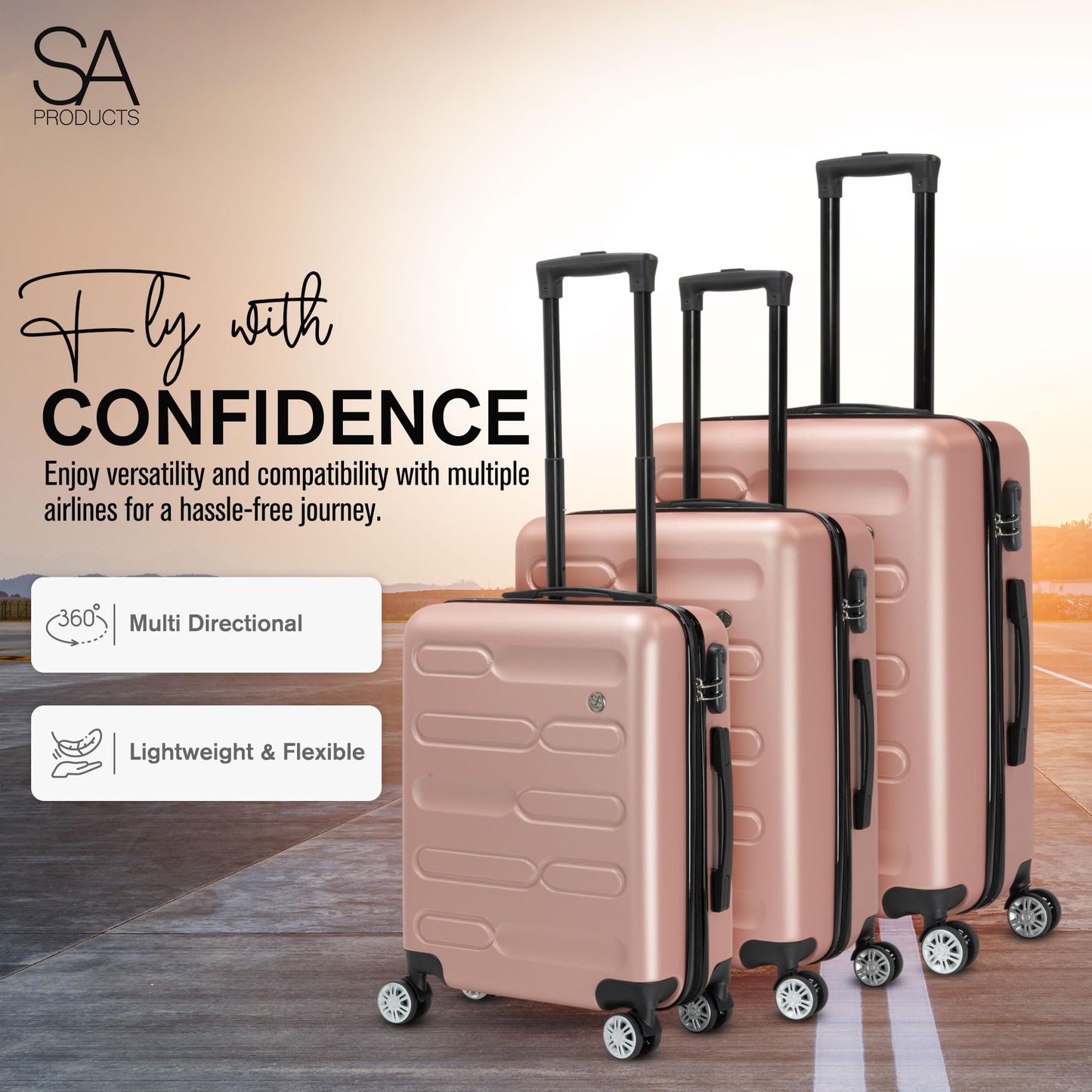 Set Travel Suitcases Rose Gold