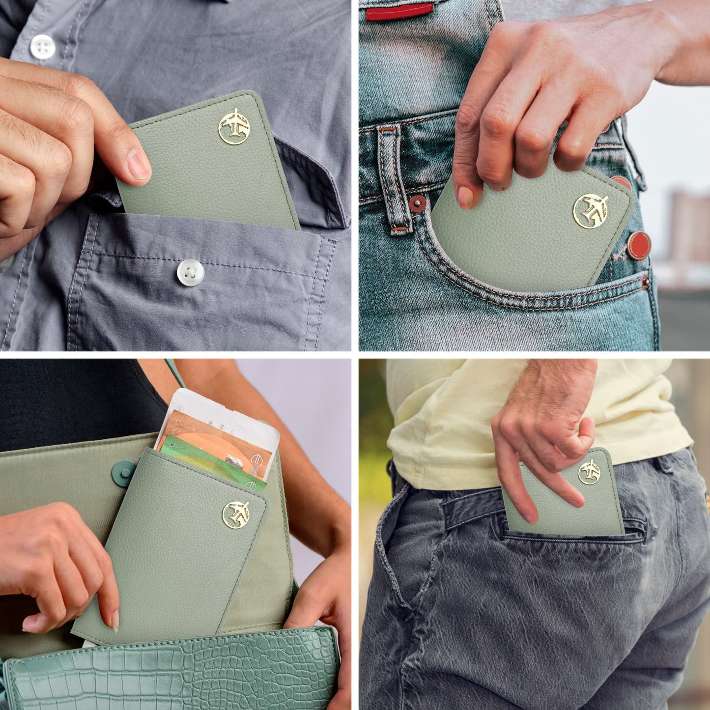 Leather Passport Wallet Green