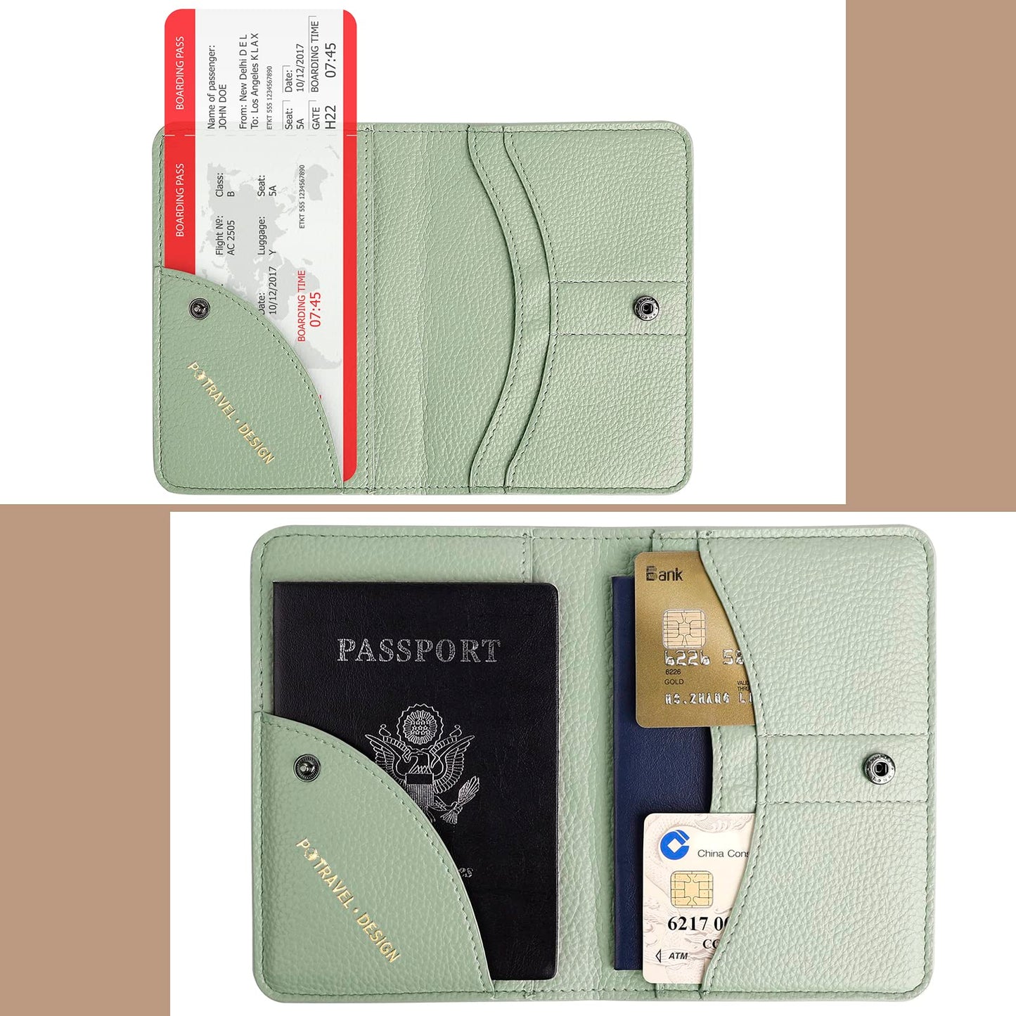 Leather Passport Wallet Green