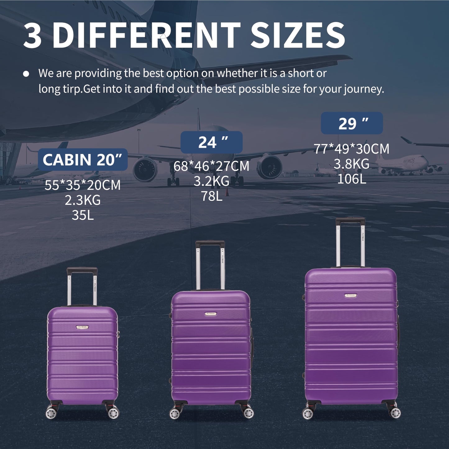 Travel Suitcases Purple