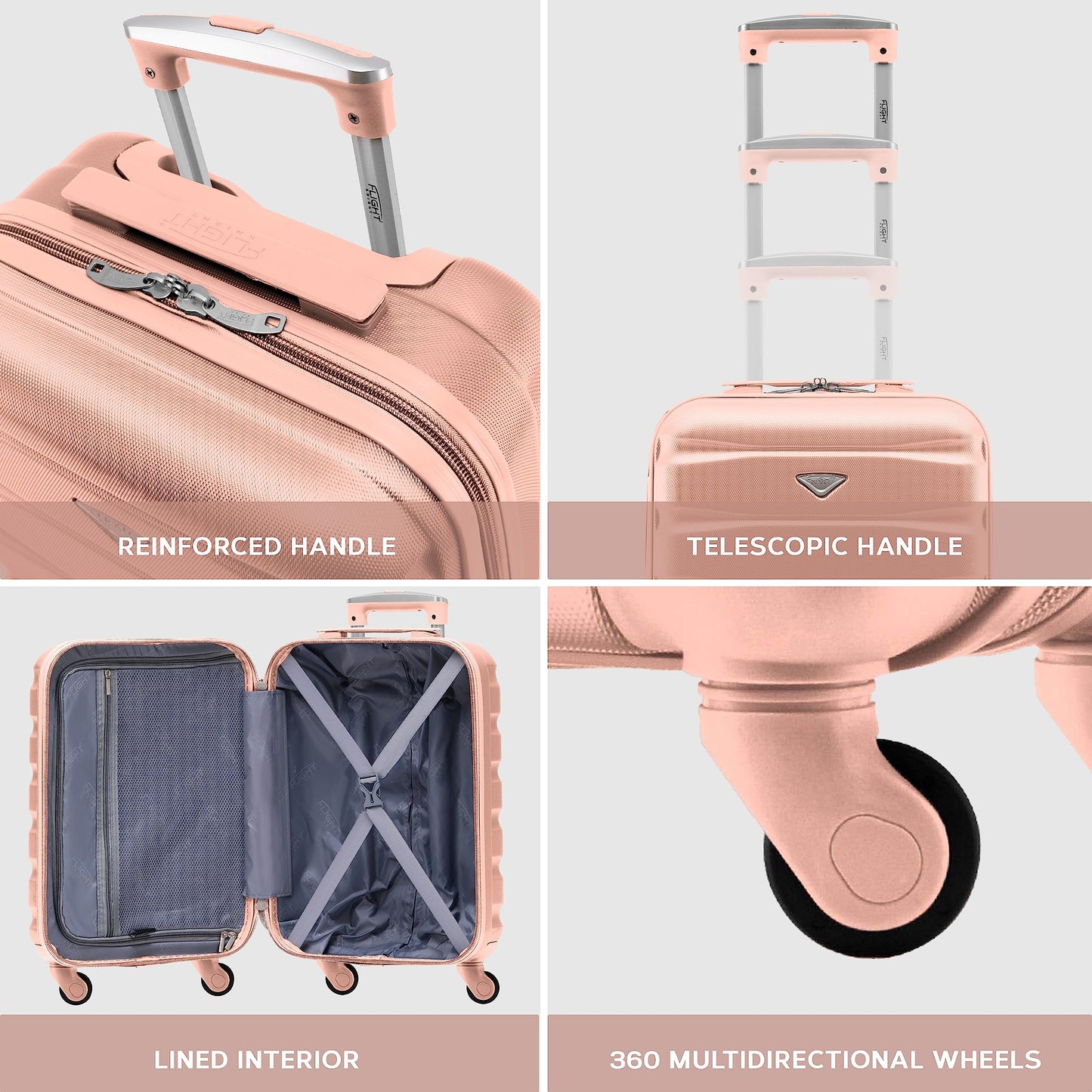 Lightweight Travel Suitcases Rose